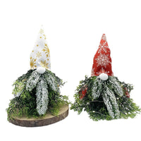 HKM-184339 Golden Green Christmas Plant Decoration with Lights - Faceless Elderly Doll Ornament
