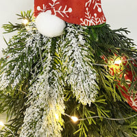 HKM-184339 Golden Green Christmas Plant Decoration with Lights - Faceless Elderly Doll Ornament