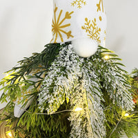 HKM-184339 Golden Green Christmas Plant Decoration with Lights - Faceless Elderly Doll Ornament