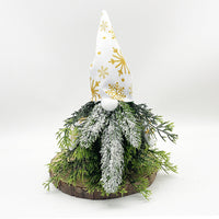 HKM-184339 Golden Green Christmas Plant Decoration with Lights - Faceless Elderly Doll Ornament