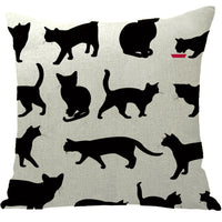 HKM-184595 Halloween Cat-Themed Linen Pillowcase Cushion Cover, 45x45 cm with Knitted and Embroidered Details