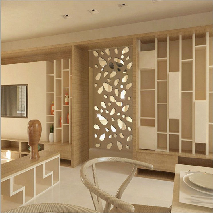 HKM-184979 3D Stereo Mirror Cobblestone Wall Stickers - Acrylic Decorative Wall Paste