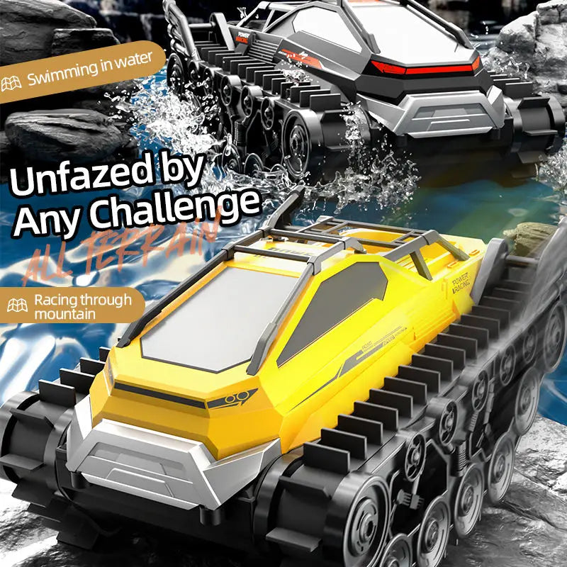 HKM-185043 Amphibious All Terrain Remote Control Crawler Tank - Waterproof Electric Toy Car for Ages 5 & Up