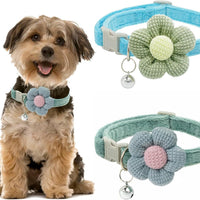 HKM-185235 Adjustable Floral Dog Collar with Bell for Small Dogs