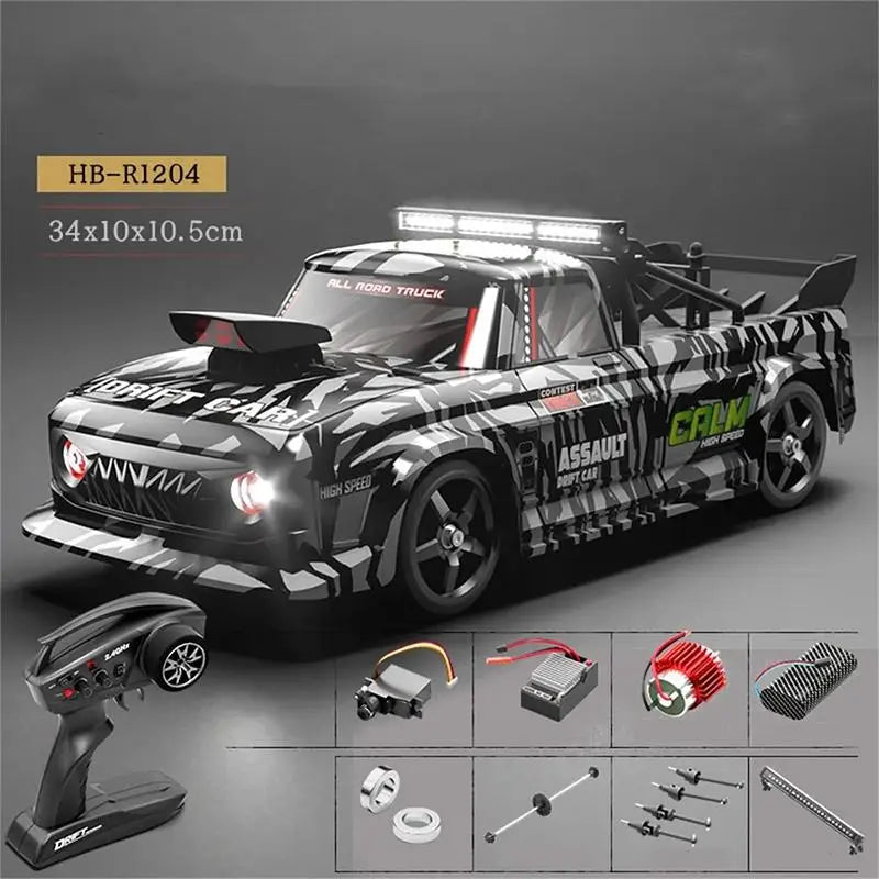 HKM-185619 High-Speed 2.4GHz 1/12 4WD Racing RC Drift Car with LED Lights, Gyroscope, and Remote Control