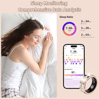 HKM-185875 Elegant Rose Gold Smart Ring with Health & Fitness Tracking, Heart Rate Monitor, Sleep Monitoring, IP68 Waterproof, Gesture Control