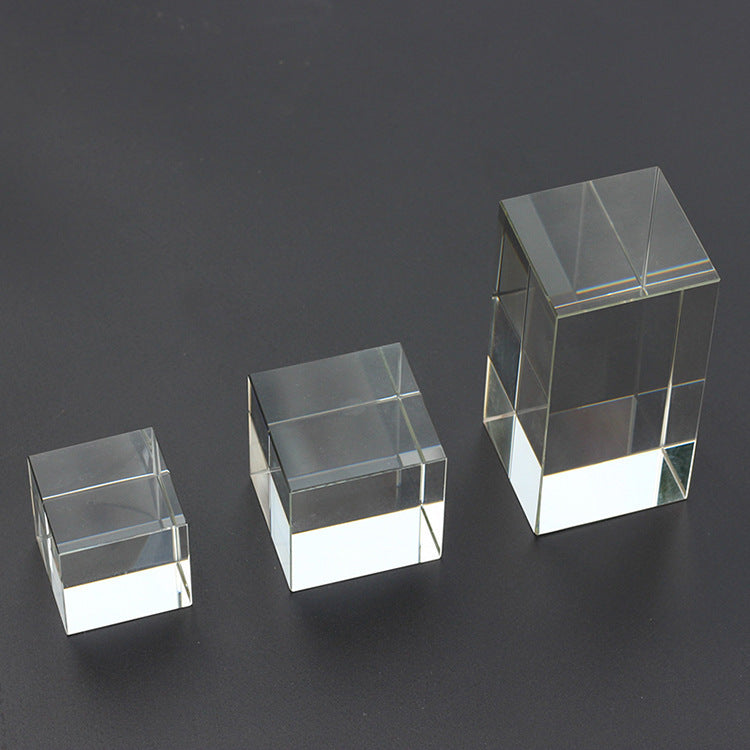 HKM-186131 Transparent K5/K9 Crystal Cube - White Embryo Design Geometry Ornament