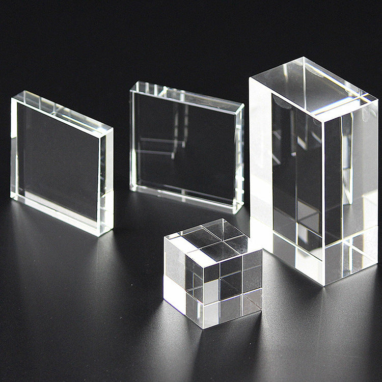 HKM-186131 Transparent K5/K9 Crystal Cube - White Embryo Design Geometry Ornament