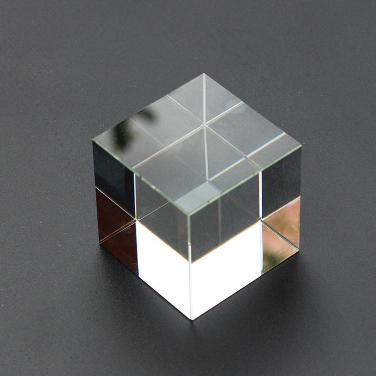 HKM-186131 Transparent K5/K9 Crystal Cube - White Embryo Design Geometry Ornament