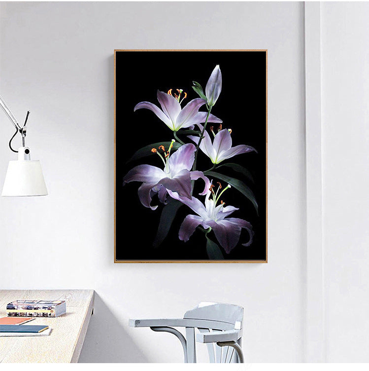 HKM-186195 Flower 5D Diamond Painting Kit with Resin Square Drill on Blended Cloth