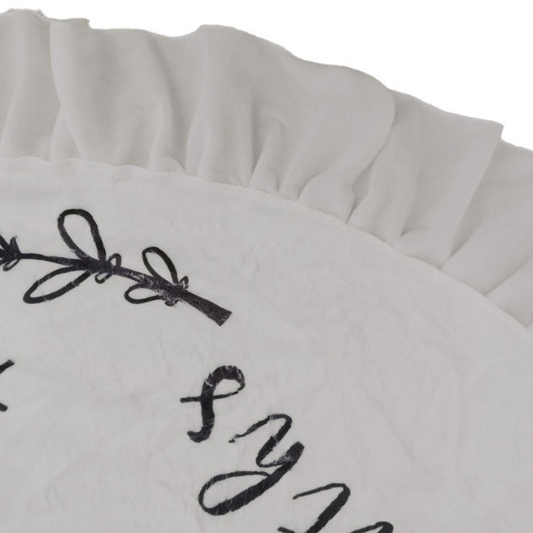 HKM-186195 Soft White Flannel Ruffled Baby Blanket - 100x100 cm, All-Season Comfort
