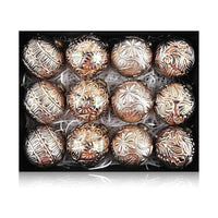 HKM-186323 Retro Christmas Ball Set - 12pcs 8CM Decorative Ornaments in Brown and White Gold, Half-Handmade Plastic