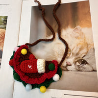 HKM-186451 Christmas-Themed Pet Bib with Elk Design, Cotton Material, Seasonal Fashion for Pets