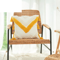 HKM-186579 Nordic Geometric Cotton Cushion Cover with Tassels and Striped Patterns