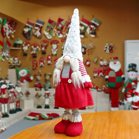 HKM-186643 Telescopic Faceless Santa Claus Doll for Holiday Decoration - 20cm Wide, 85cm Tall (53cm Reduced) in Flannel and Wool