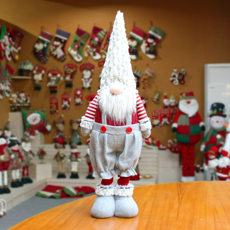 HKM-186643 Telescopic Faceless Santa Claus Doll for Holiday Decoration - 20cm Wide, 85cm Tall (53cm Reduced) in Flannel and Wool