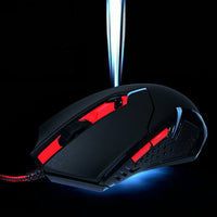 HKM-186707 Wired Optical Gaming Mouse with Adjustable DPI, Ergonomic Design, and 6 Buttons in Black and Red