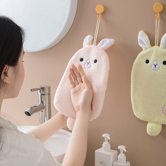 HKM-186771 Cartoon Coral Velvet Absorbent Towel - Soft & Quick Dry, 18x35cm in Multiple Colors