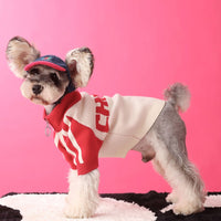 HKM-186771 Cozy Wool Dog Sweater Cardigan for Men - Casual Pet Clothing in Red & Dark Green