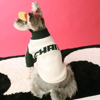 HKM-186771 Cozy Wool Dog Sweater Cardigan for Men - Casual Pet Clothing in Red & Dark Green