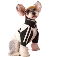 HKM-186771 Cozy Wool Dog Sweater Cardigan for Men - Casual Pet Clothing in Red & Dark Green
