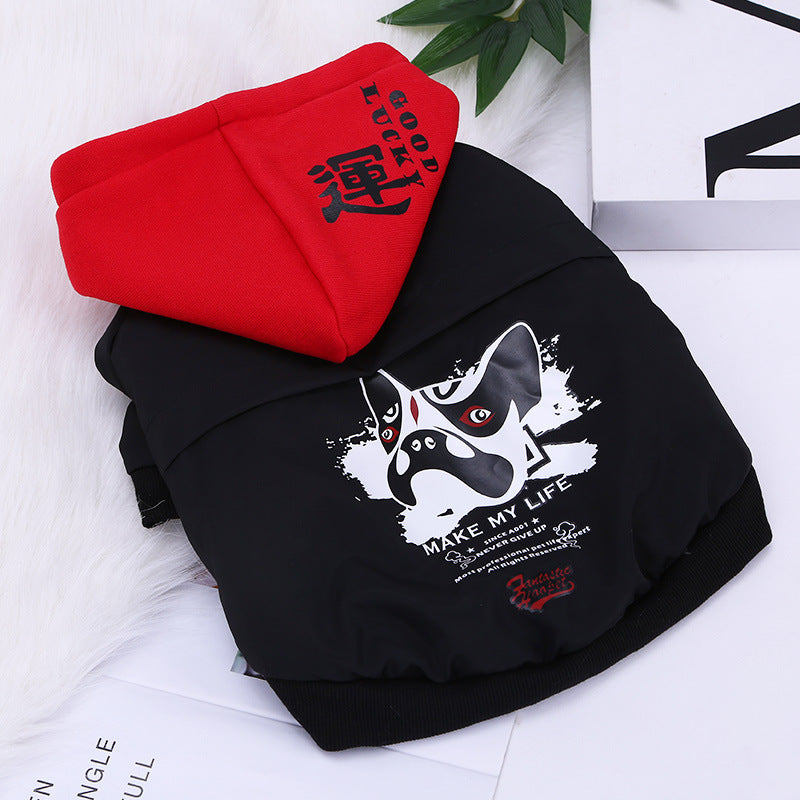 HKM-186963 Blue and White or Black and Red Two-Legged Clothing for Medium Dogs