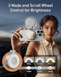 HKM-187091 Magnetic Clip-On Selfie Ring Light for Smartphones - Rechargeable, Adjustable Illumination for Video Calls and Selfies