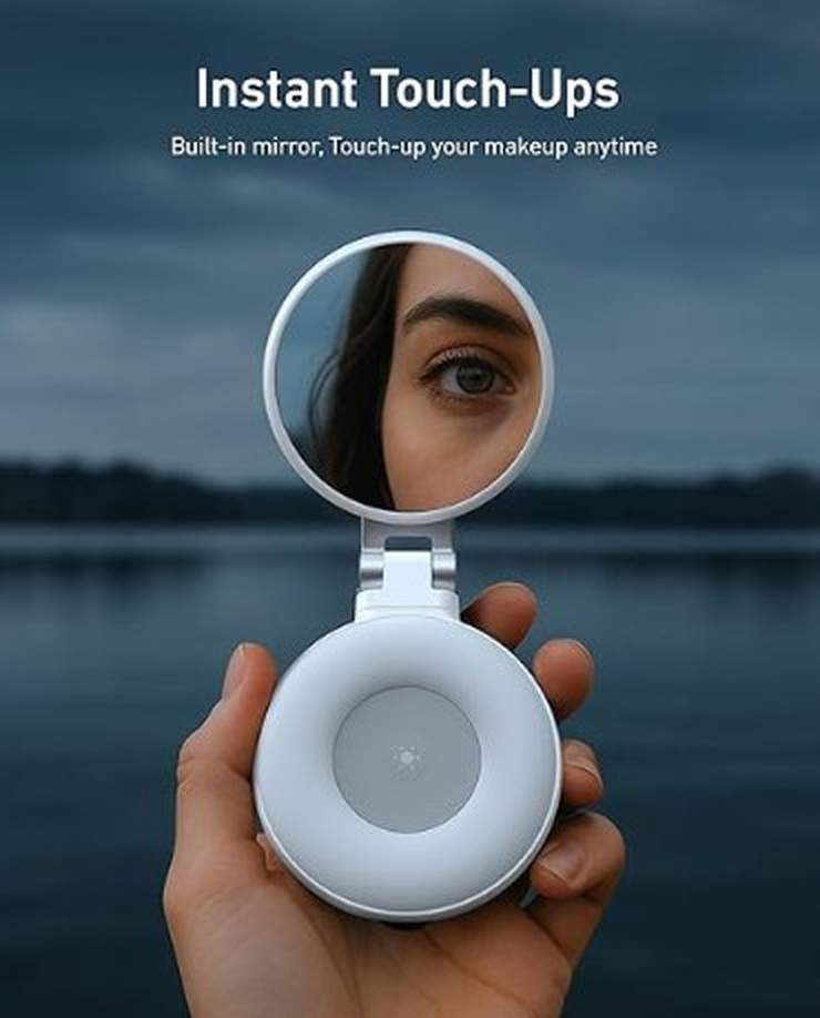 HKM-187091 Magnetic Clip-On Selfie Ring Light for Smartphones - Rechargeable, Adjustable Illumination for Video Calls and Selfies