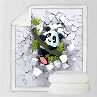 HKM-187155 Cozy Coral Fleece Panda Series Flannel Blanket