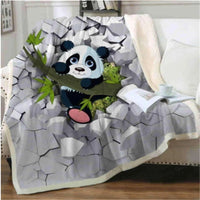 HKM-187155 Cozy Coral Fleece Panda Series Flannel Blanket