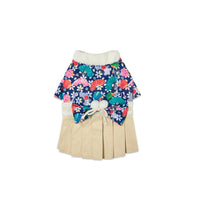 HKM-187155 Flower Pattern Japanese Kimono Style Dog Winter Clothes - Cotton/Polyester, Multiple Sizes Available