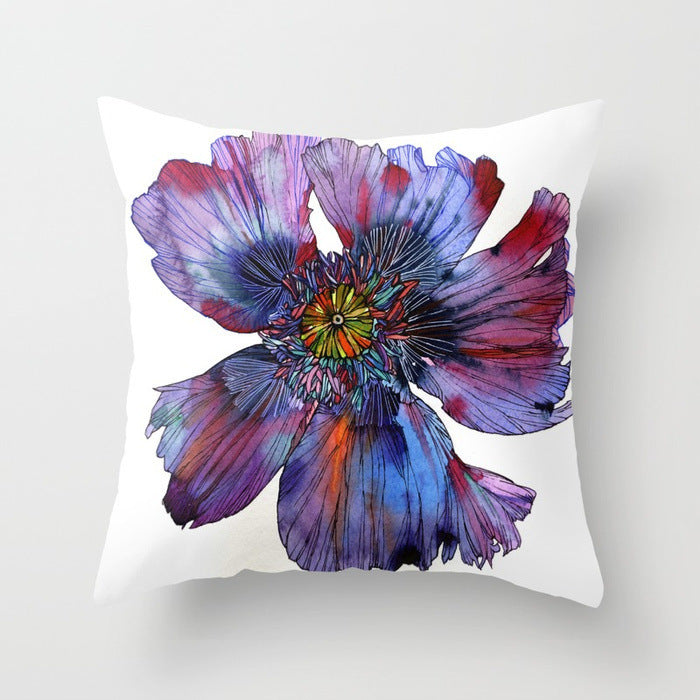 HKM-187475 Modern Simple Flower Design Pillow Cover - 45x45cm Polyester Cushion Case