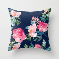 HKM-187475 Modern Simple Flower Design Pillow Cover - 45x45cm Polyester Cushion Case
