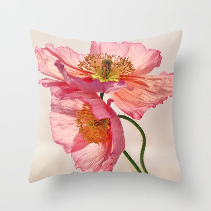 HKM-187475 Modern Simple Flower Design Pillow Cover - 45x45cm Polyester Cushion Case