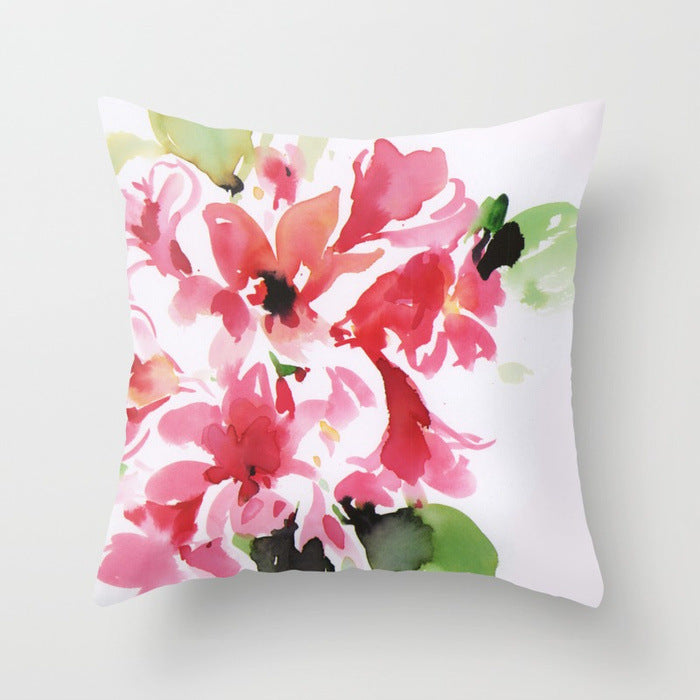 HKM-187475 Modern Simple Flower Design Pillow Cover - 45x45cm Polyester Cushion Case