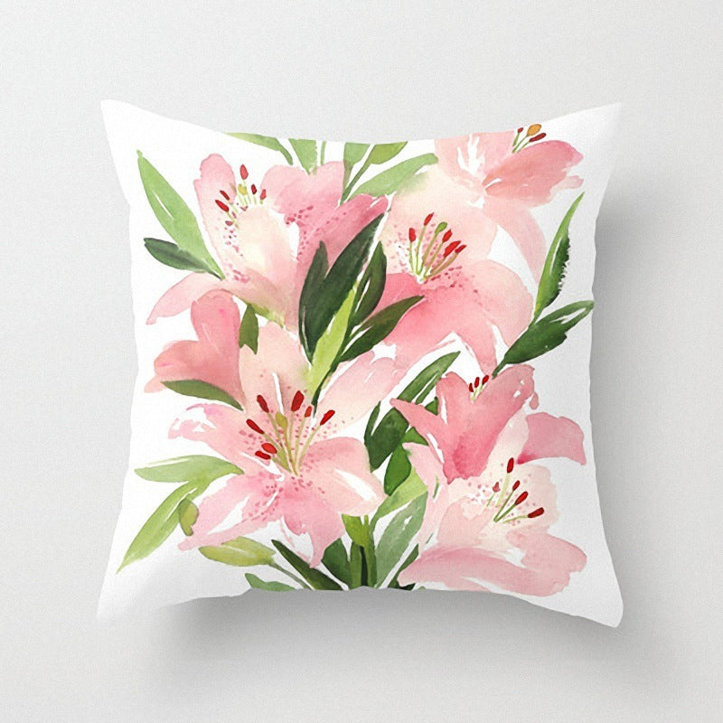 HKM-187475 Modern Simple Flower Design Pillow Cover - 45x45cm Polyester Cushion Case
