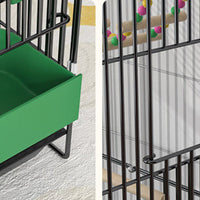 HKM-187603 Double-Layer Metal Bird Cage with Swing Ladder and Nest - Black 51 x 34 x 74 cm