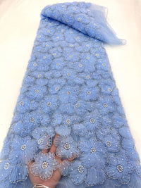 HKM-187667 Three-Dimensional Flower Lace Fabric Foam Tube Mesh - 5 Yards in Multiple Colors