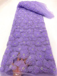 HKM-187667 Three-Dimensional Flower Lace Fabric Foam Tube Mesh - 5 Yards in Multiple Colors