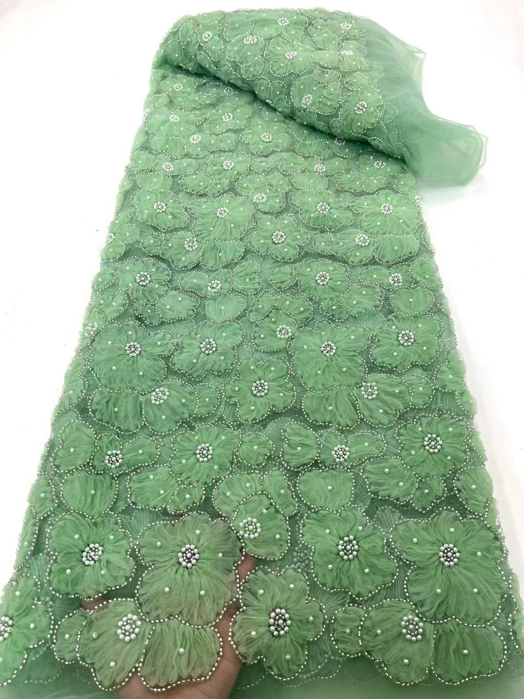 HKM-187667 Three-Dimensional Flower Lace Fabric Foam Tube Mesh - 5 Yards in Multiple Colors