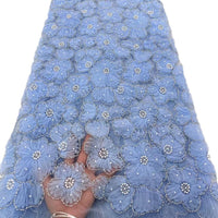 HKM-187667 Three-Dimensional Flower Lace Fabric Foam Tube Mesh - 5 Yards in Multiple Colors
