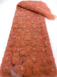HKM-187667 Three-Dimensional Flower Lace Fabric Foam Tube Mesh - 5 Yards in Multiple Colors