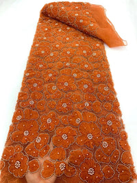 HKM-187667 Three-Dimensional Flower Lace Fabric Foam Tube Mesh - 5 Yards in Multiple Colors