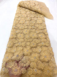 HKM-187667 Three-Dimensional Flower Lace Fabric Foam Tube Mesh - 5 Yards in Multiple Colors