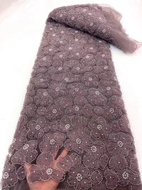 HKM-187667 Three-Dimensional Flower Lace Fabric Foam Tube Mesh - 5 Yards in Multiple Colors