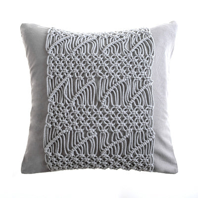 HKM-187731 Hand-Woven Cotton Thread Cushion Cover - 45x45 cm & 40x40 cm Options with Invisible Zipper