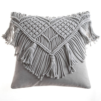 HKM-187731 Hand-Woven Cotton Thread Cushion Cover - 45x45 cm & 40x40 cm Options with Invisible Zipper