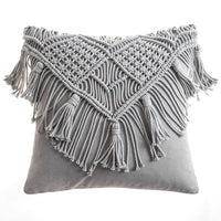 HKM-187731 Hand-Woven Cotton Thread Cushion Cover - 45x45 cm & 40x40 cm Options with Invisible Zipper