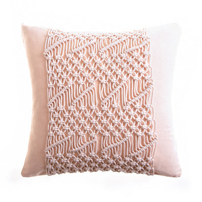 HKM-187731 Hand-Woven Cotton Thread Cushion Cover - 45x45 cm & 40x40 cm Options with Invisible Zipper