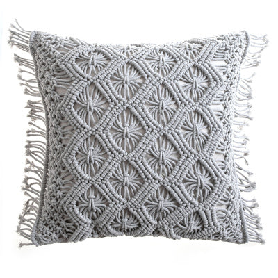 HKM-187731 Hand-Woven Cotton Thread Cushion Cover - 45x45 cm & 40x40 cm Options with Invisible Zipper